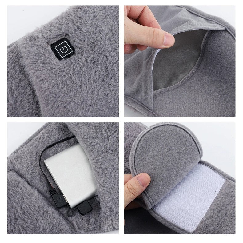 USB Heating Belt featuring adjustable temperature control, made from soft velvet, designed for dual use as a waist and hand warmer. 3