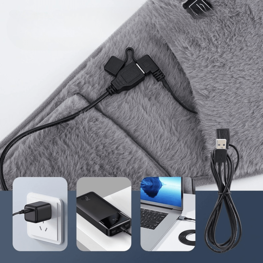 USB Heating Belt featuring adjustable temperature control, made from soft velvet, designed for dual use as a waist and hand warmer. 2