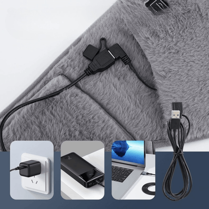 USB Heating Belt featuring adjustable temperature control, made from soft velvet, designed for dual use as a waist and hand warmer. 2