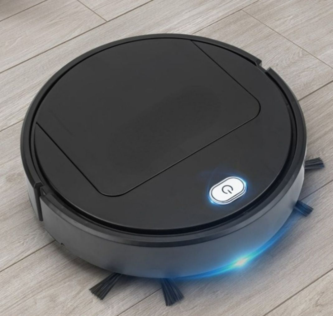 Vacuum cleaner robot with HEPA filter, designed for automatic cleaning on wood, tile, and carpet surfaces; features a compact design for easy maneuverability 0