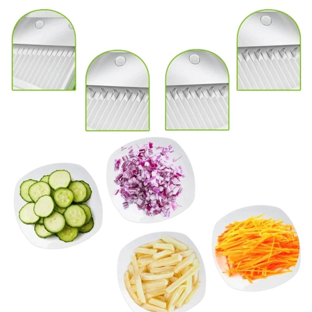 Vegetable cutter featuring a safe blade design for easy slicing, dicing, and grating, made from durable stainless steel and BPA-compliant ABS material 5