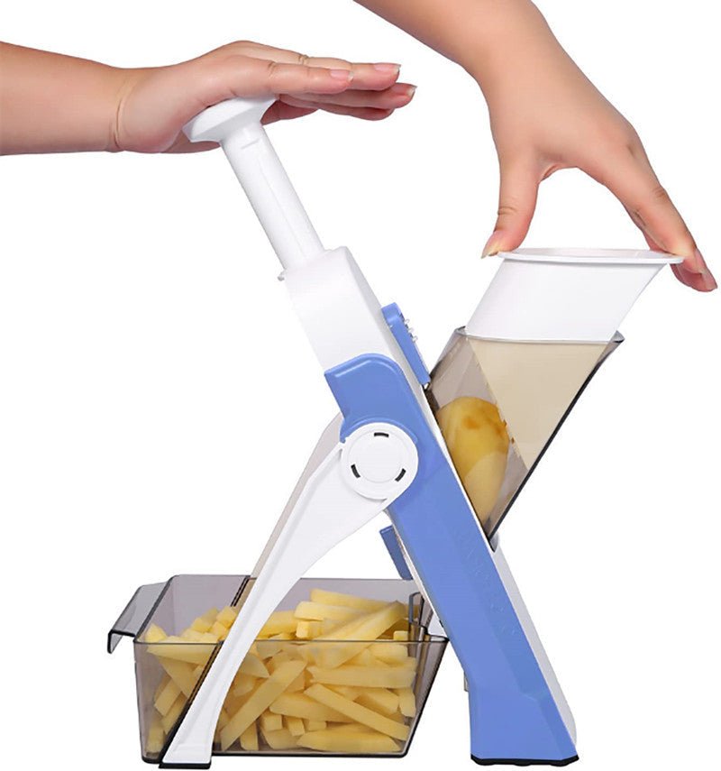Vegetable cutter featuring a safe blade design for easy slicing, dicing, and grating, made from durable stainless steel and BPA-compliant ABS material 8