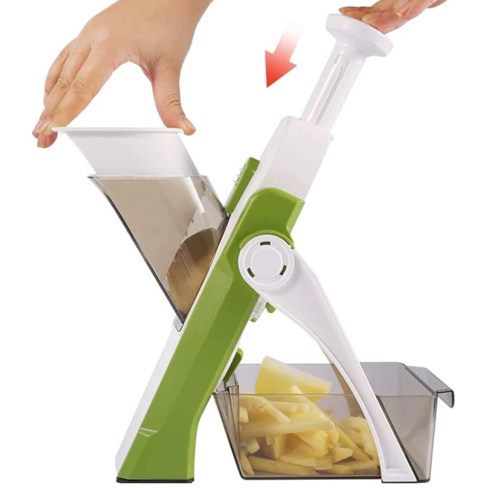 Vegetable cutter featuring a safe blade design for easy slicing, dicing, and grating, made from durable stainless steel and BPA-compliant ABS material 0