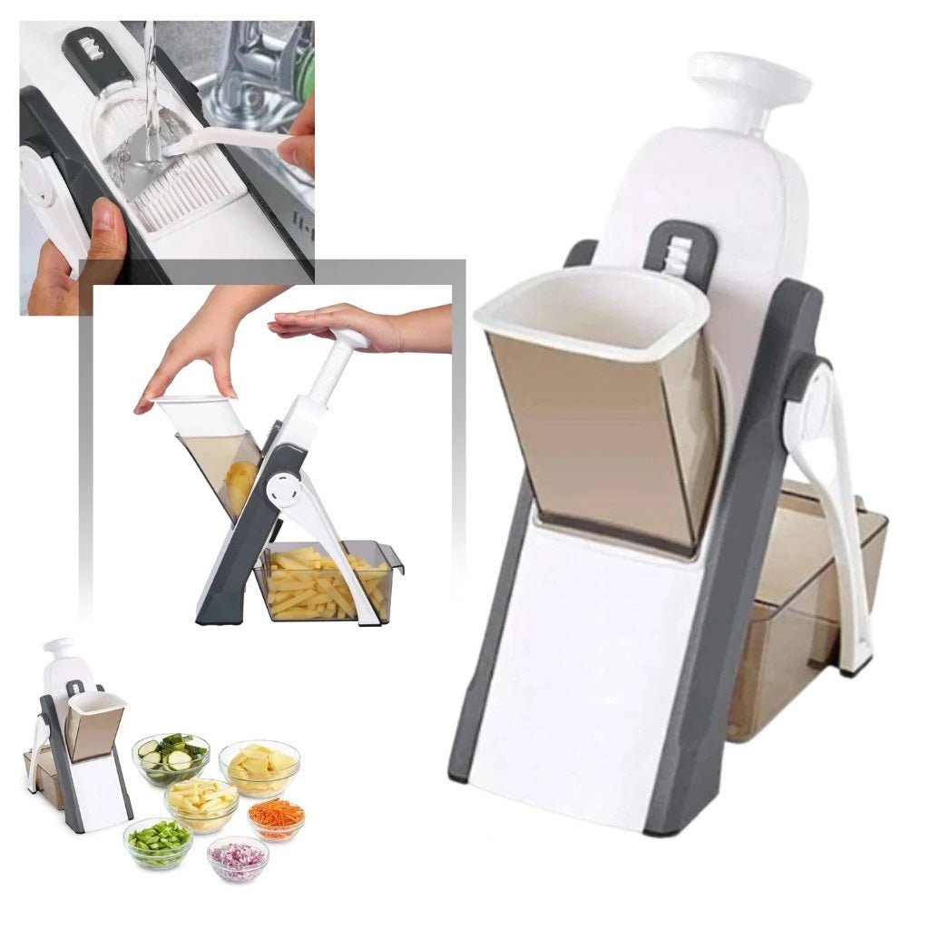 Vegetable cutter featuring a safe blade design for easy slicing, dicing, and grating, made from durable stainless steel and BPA-compliant ABS material 7
