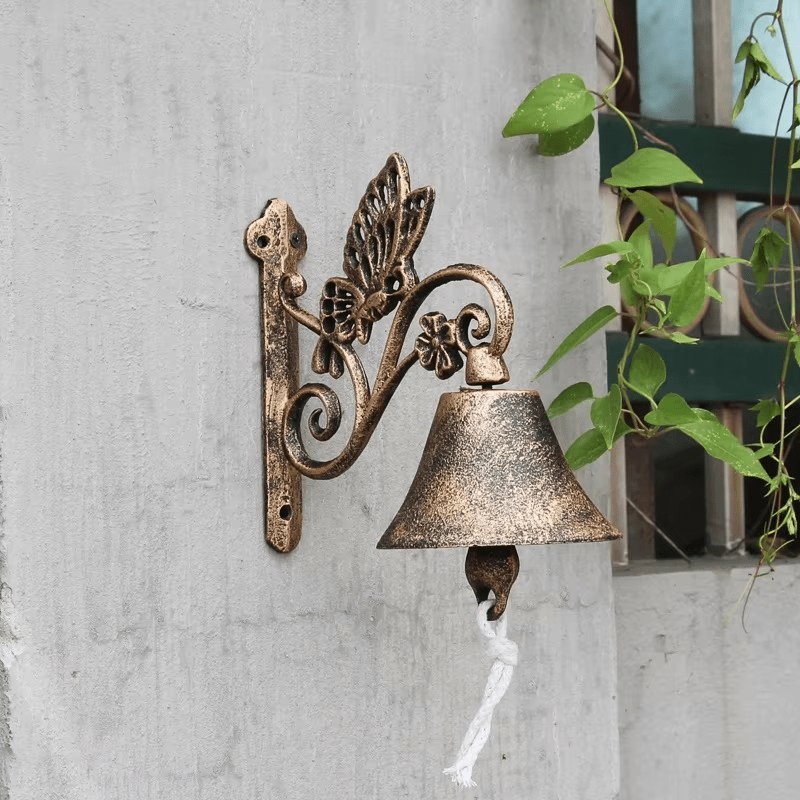 Vintage cast iron doorbell featuring a durable design and timeless elegance, showcasing classic European style with intricate detailing and a rustic finish. 3