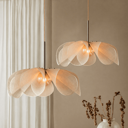 Vintage hanging lamp featuring an adjustable length fabric shade, designed for warm LED kitchen pendant lighting, adding elegance and charm to home decor. 1