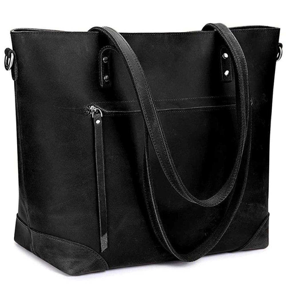 Vintage large capacity tote bag made of durable PU material, featuring versatile carry options for stylish and practical use. 2