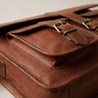 Vintage Leather Camera Bag with Adjustable Dividers and Multiple Pockets - Crossbody Design in Durable Goatskin 2