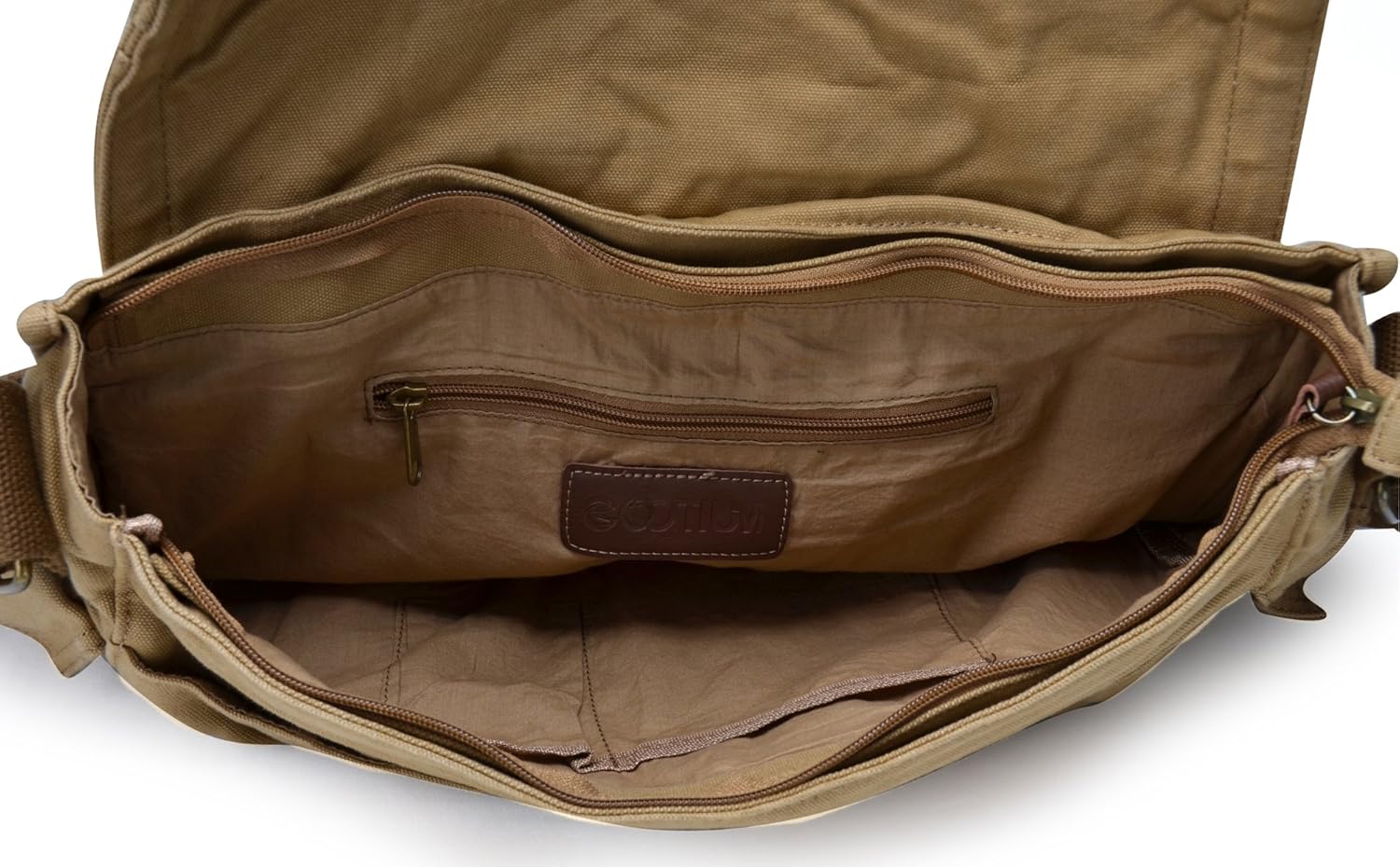 Vintage messenger bag made of heavy canvas featuring a spacious design and secure closure, ideal for men seeking style and functionality. 4