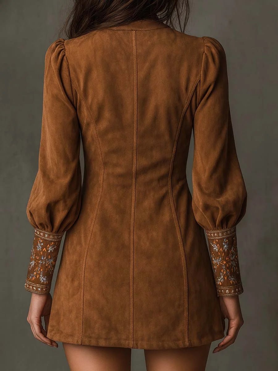 Vintage mini dress featuring an artistic boho style, crafted from soft and breathable fabric, perfect for casual outings and summer festivities. 2