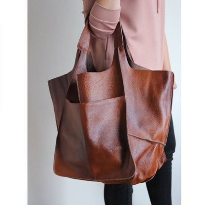 Vintage leather tote bag, featuring an elegant design and durable construction, perfect for everyday use with a spacious interior for all your essentials. 5