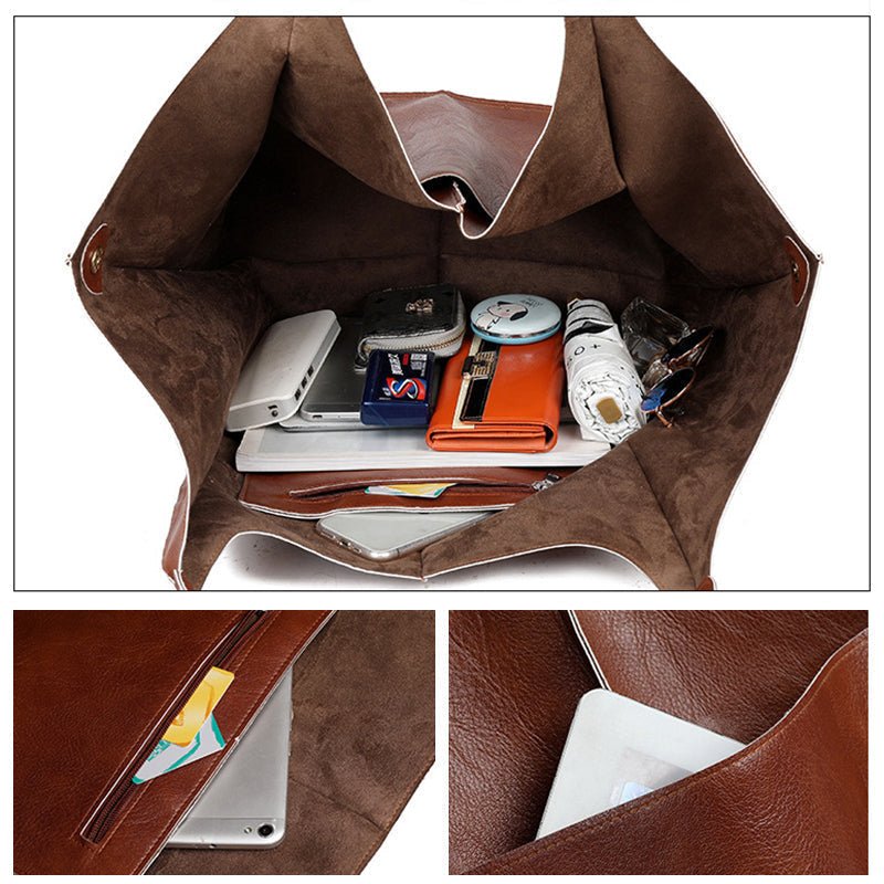 Vintage leather tote bag, featuring an elegant design and durable construction, perfect for everyday use with a spacious interior for all your essentials. 8