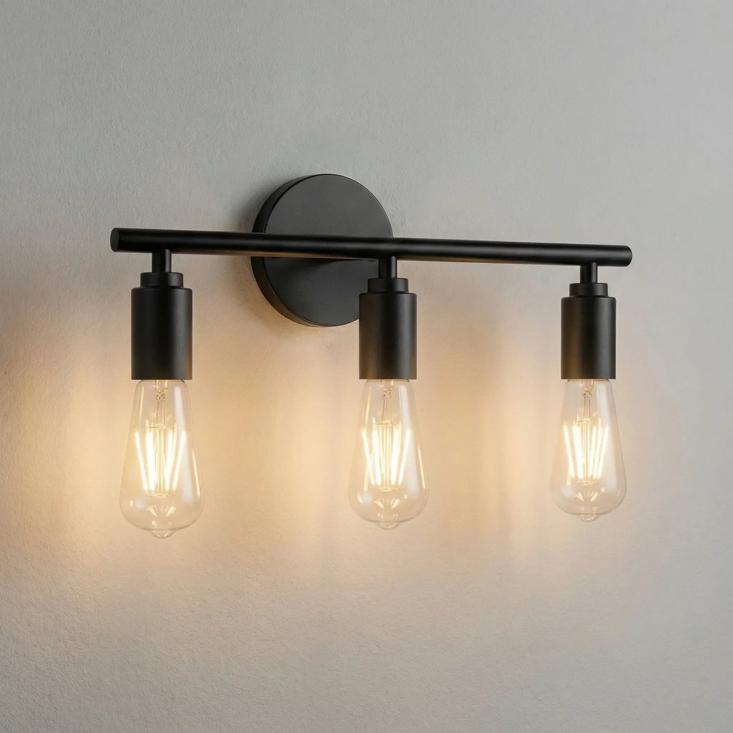 Vintage wall lamp featuring dual light sources, designed for mirrors and hallways, emitting soft warm light with a sleek vertical design. 4