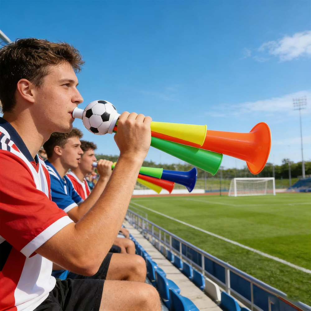 Vuvuzela horn noise maker for stadium cheering, featuring a loud 3-tone plastic design, measuring 35cm in length, perfect for enhancing 1