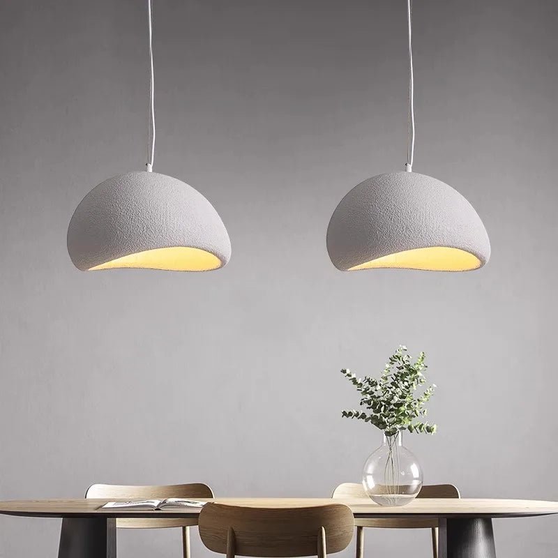 Wabi Pendant Lamp featuring an E27 socket, showcasing a Japandi-inspired resin design perfect for modern kitchen lighting. 5