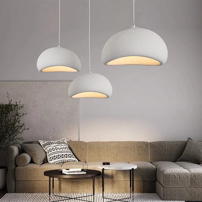 Wabi Pendant Lamp featuring an E27 socket, showcasing a Japandi-inspired resin design perfect for modern kitchen lighting. 6