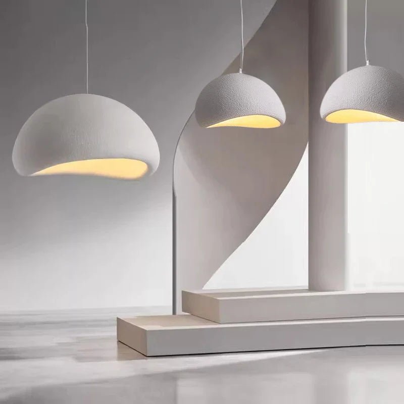 Wabi Pendant Lamp featuring an E27 socket, showcasing a Japandi-inspired resin design perfect for modern kitchen lighting. 4