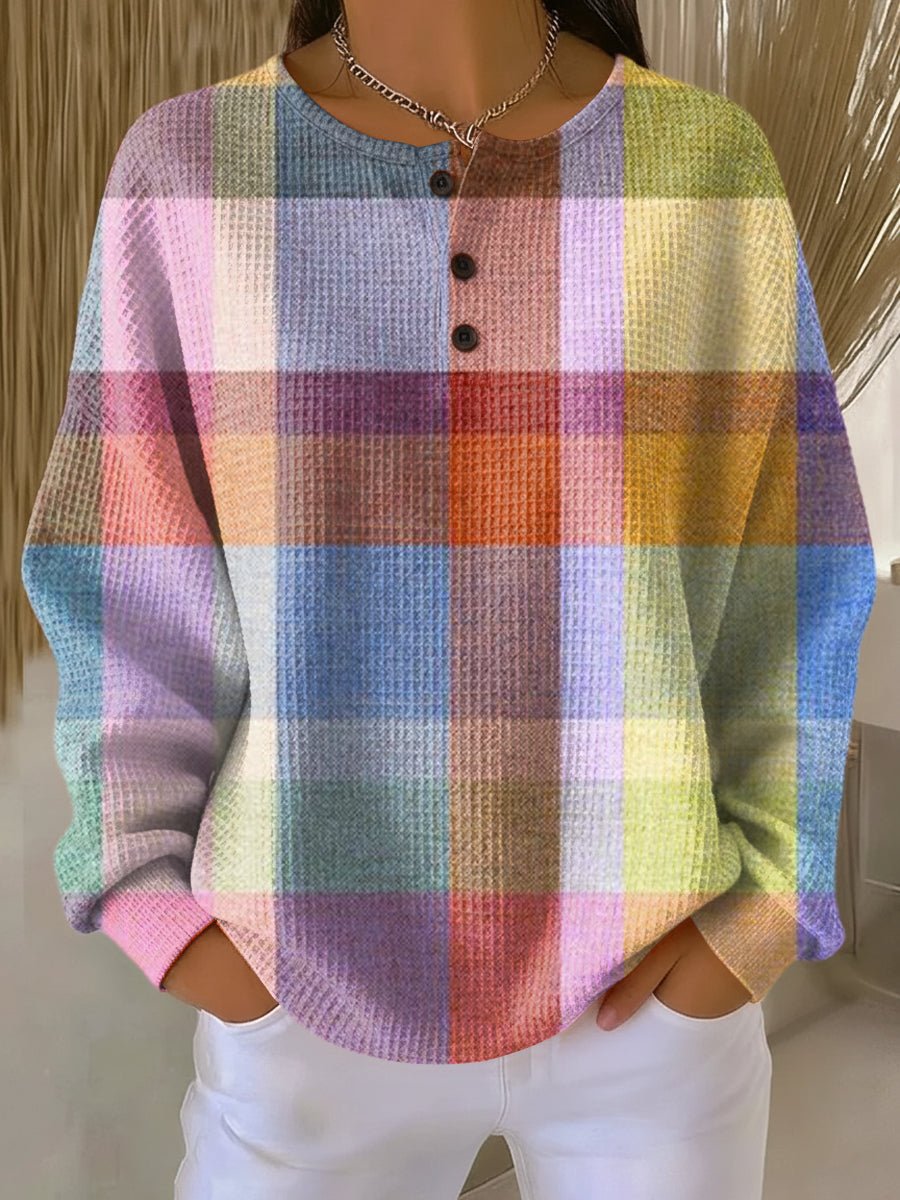 Waffle knit winter sweater for women featuring a soft brushed interior, designed for cozy thermal protection and stylish warmth during cold weather. 0