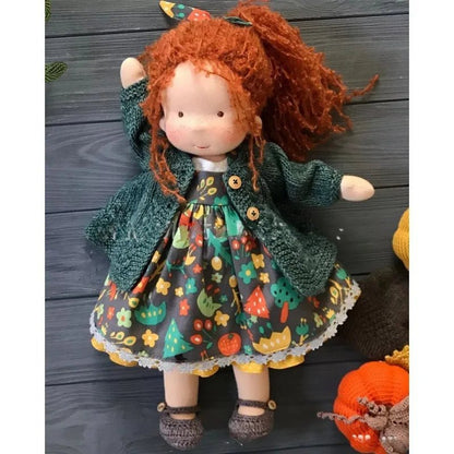 Waldorf-style cotton cuddly toy in a fabric box, featuring a soft plush doll designed for creative play and imaginative adventures. 18