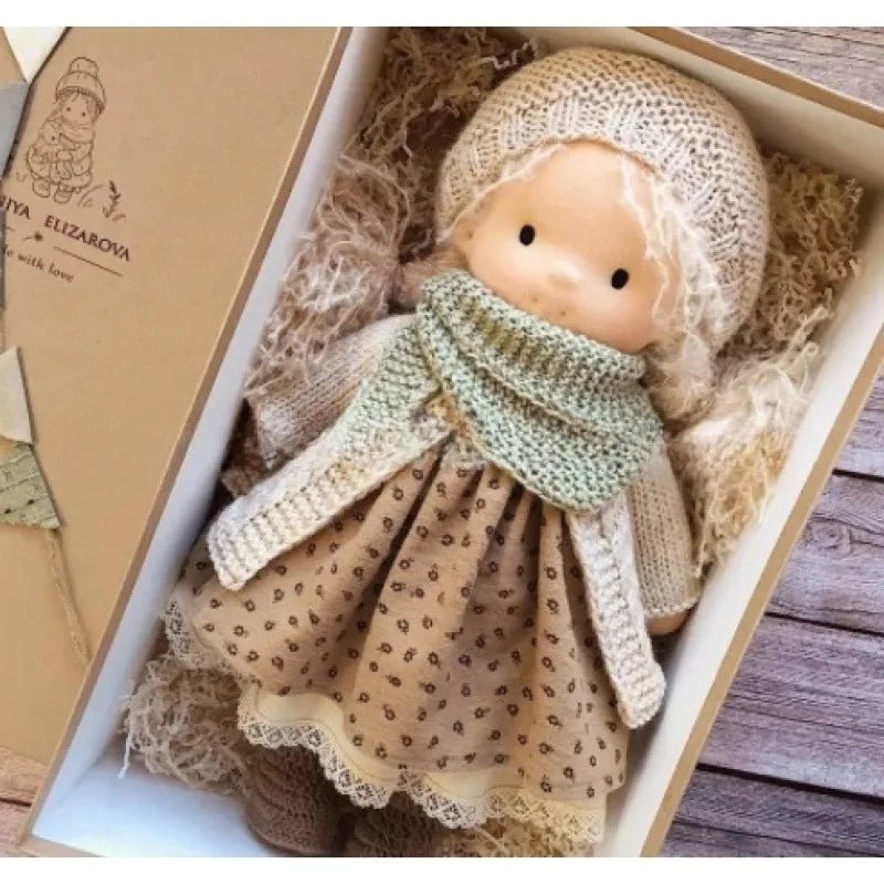 Waldorf style cotton doll featuring kawaii accents, designed for imaginative play, measuring 11cm x 32cm, soft plush toy ideal for 23