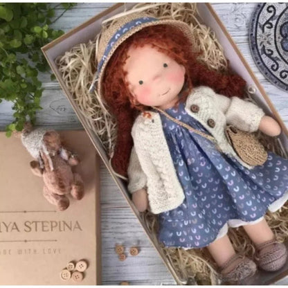 Waldorf style plush doll featuring a kawaii design, perfect for imaginative play, measuring 32cm with hand-finished details, ideal as a 4