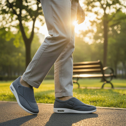 Walking shoes for diabetics featuring pressure relief technology and a wide fit design, shown in a stylish beige color, ideal for all-day comfort and support. 4