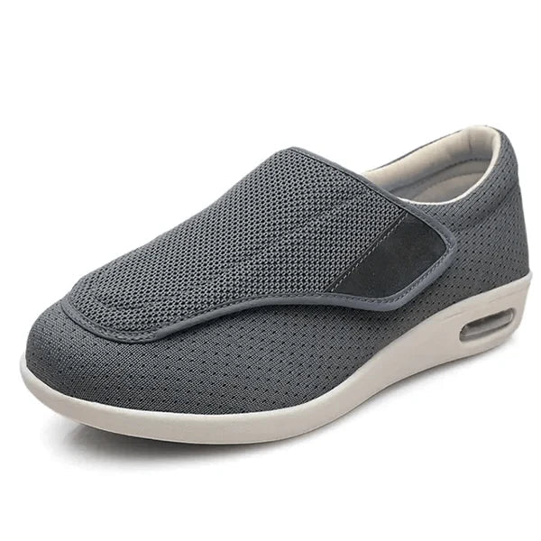Walking shoes for diabetics featuring pressure relief technology and a wide fit design, shown in a stylish beige color, ideal for all-day comfort and support. 2