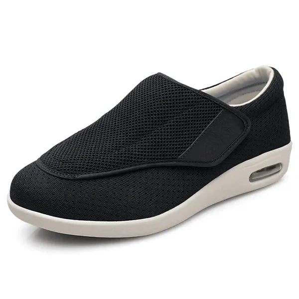 Walking shoes for diabetics featuring pressure relief technology and a wide fit design, shown in a stylish beige color, ideal for all-day comfort and support. 1