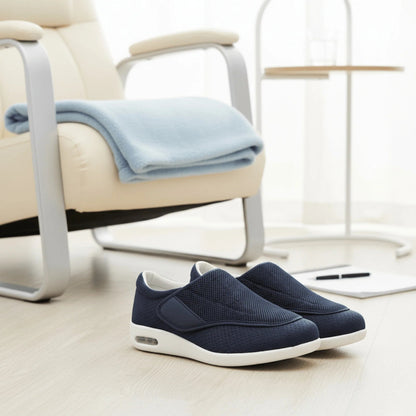 Walking shoes for diabetics featuring pressure relief technology and a wide fit design, shown in a stylish beige color, ideal for all-day comfort and support. 5