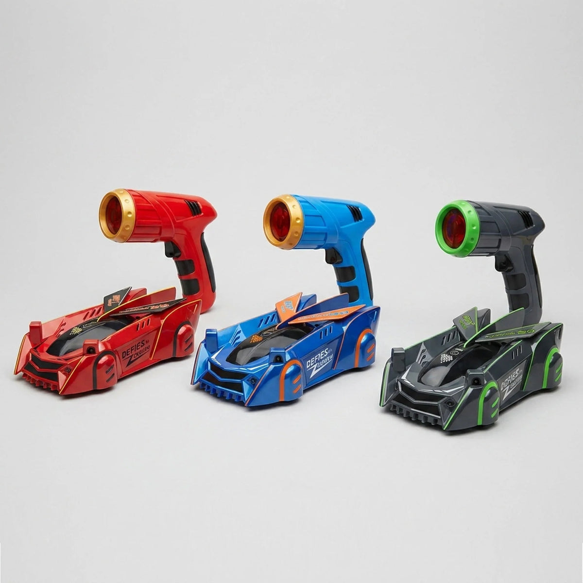 Wall Climbing RC Car featuring laser guidance and USB rechargeable battery, designed for indoor gravity-defying fun, showcasing its unique vertical driving capabilities on a wall 5