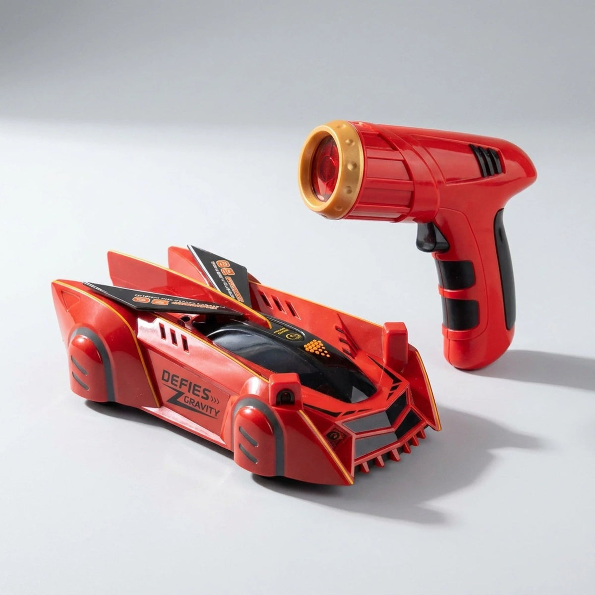 Wall Climbing RC Car featuring laser guidance and USB rechargeable battery, designed for indoor gravity-defying fun, showcasing its unique vertical driving capabilities on a wall 0