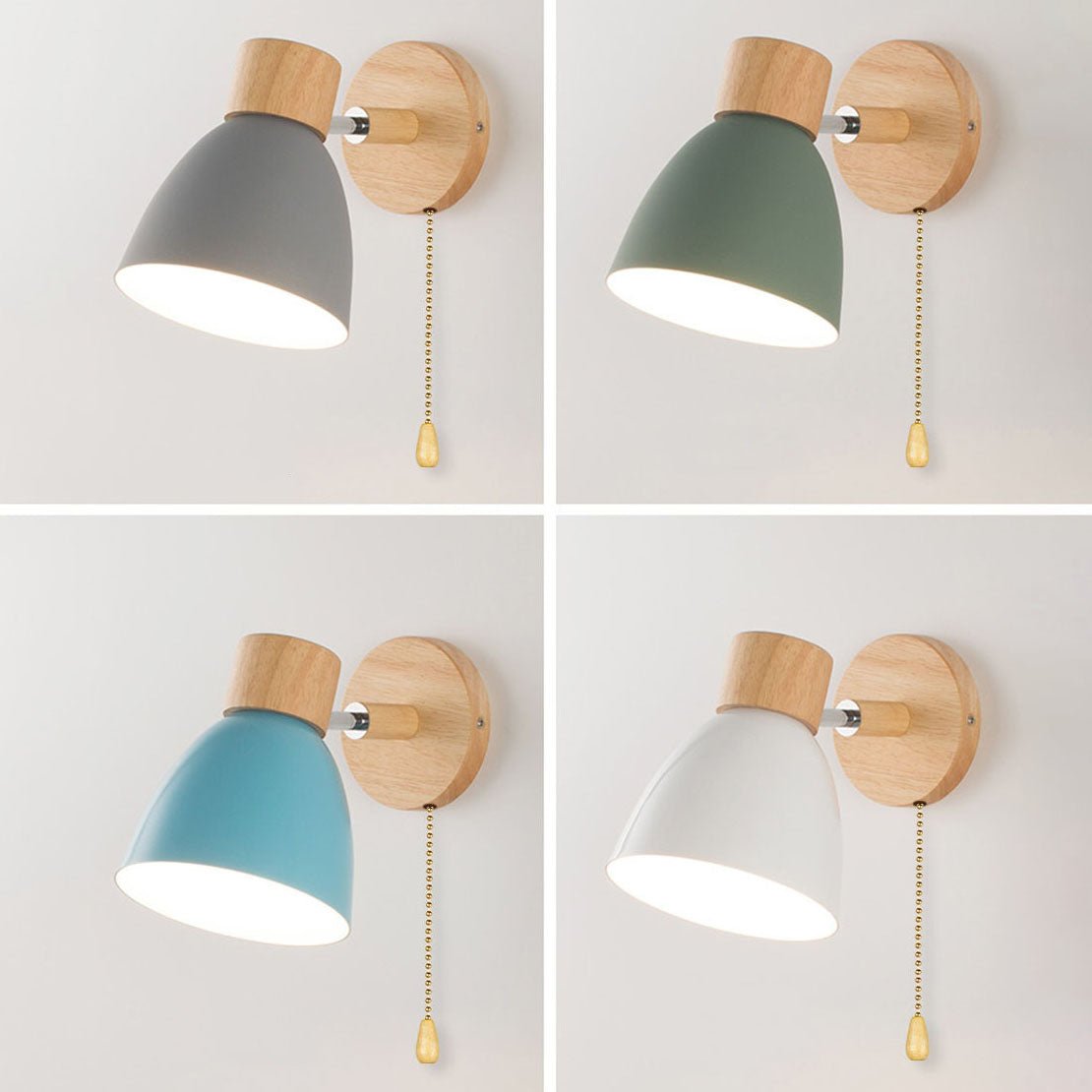 Wall Lamp with Conical Wooden Shade and Metal Frame – Modern Minimalist Design for Indoor Use 7