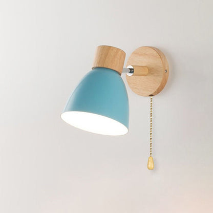 Wall Lamp with Conical Wooden Shade and Metal Frame – Modern Minimalist Design for Indoor Use 9