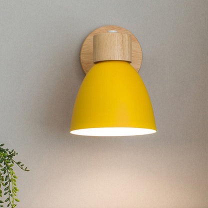 Wall Lamp with Conical Wooden Shade and Metal Frame – Modern Minimalist Design for Indoor Use 8