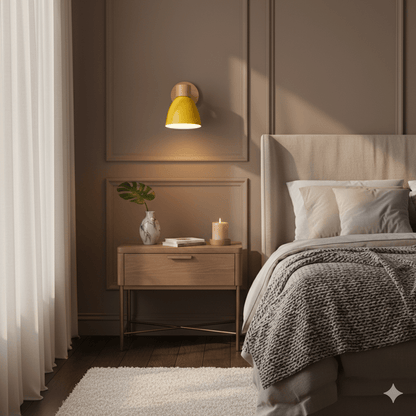 Wall Lamp with Conical Wooden Shade and Metal Frame – Modern Minimalist Design for Indoor Use 12