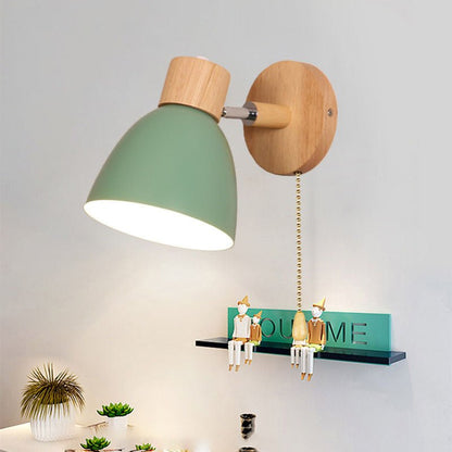 Wall Lamp with Conical Wooden Shade and Metal Frame – Modern Minimalist Design for Indoor Use 5