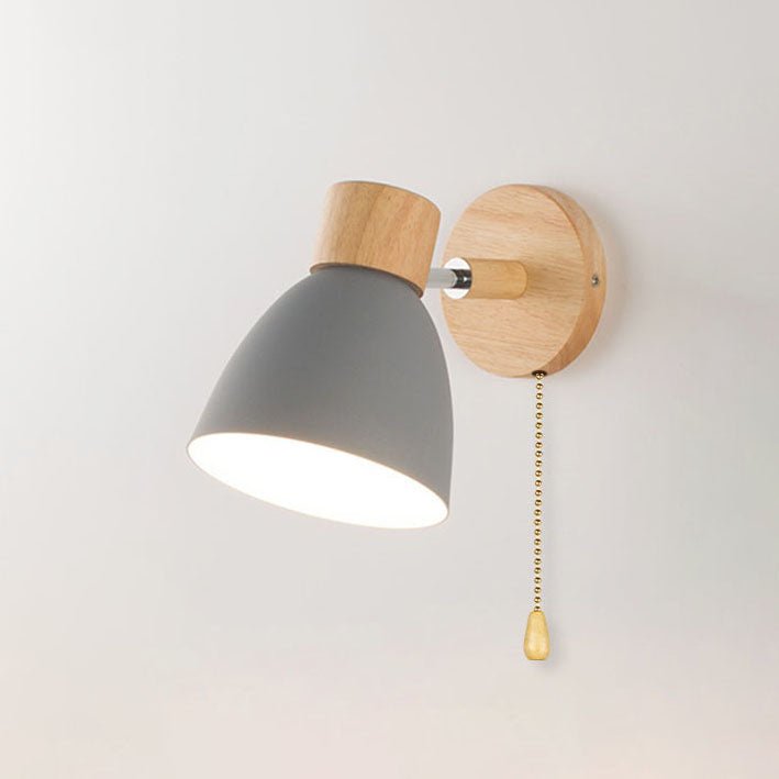 Wall Lamp with Conical Wooden Shade and Metal Frame – Modern Minimalist Design for Indoor Use 11