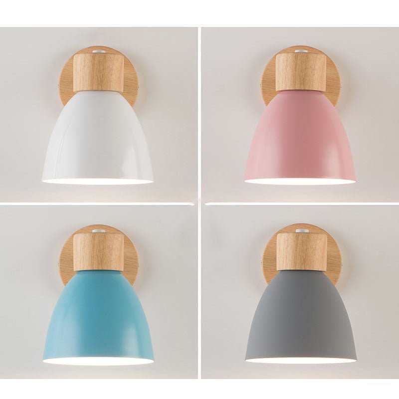 Wall Lamp with Conical Wooden Shade and Metal Frame – Modern Minimalist Design for Indoor Use 4
