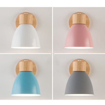 Wall Lamp with Conical Wooden Shade and Metal Frame – Modern Minimalist Design for Indoor Use 4