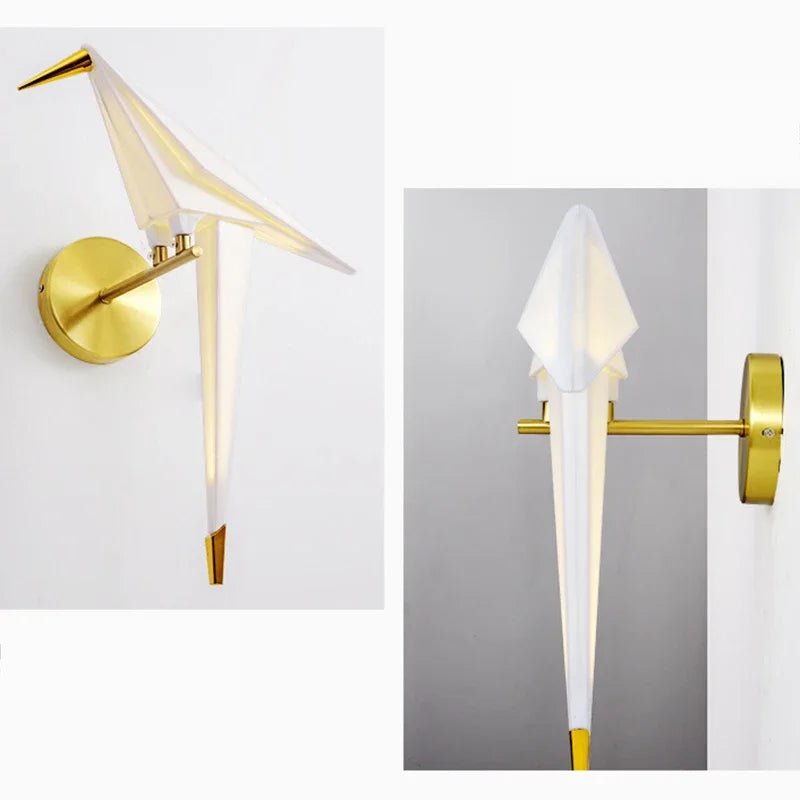 Wall lamp featuring warm LED lighting and a stylish matte gold finish, designed with a unique tap and paper motif, perfect for enhancing modern interiors. 3