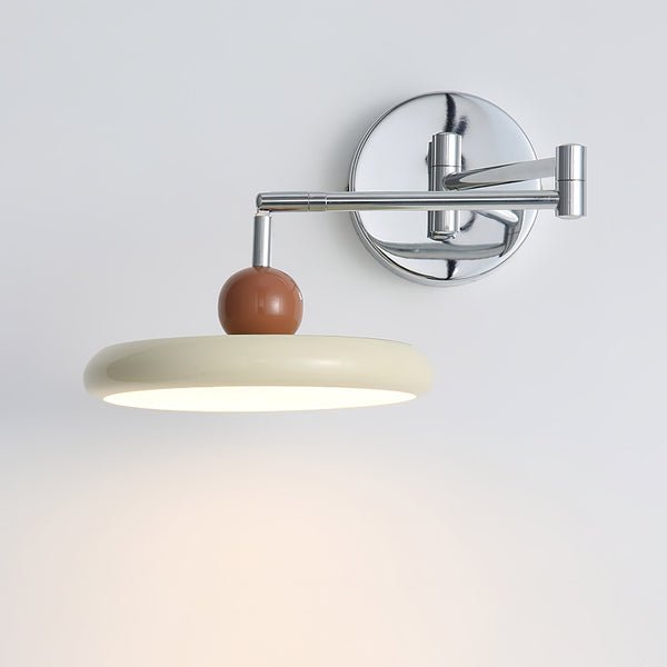 Modern minimalist wall light with adjustable arm, featuring a sleek metal and acrylic finish, perfect for contemporary home decor. 0