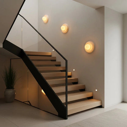 Wall light featuring a natural onyx backplate and a stylish glass globe, designed for hardwired indoor installation, perfect for enhancing home decor. 5