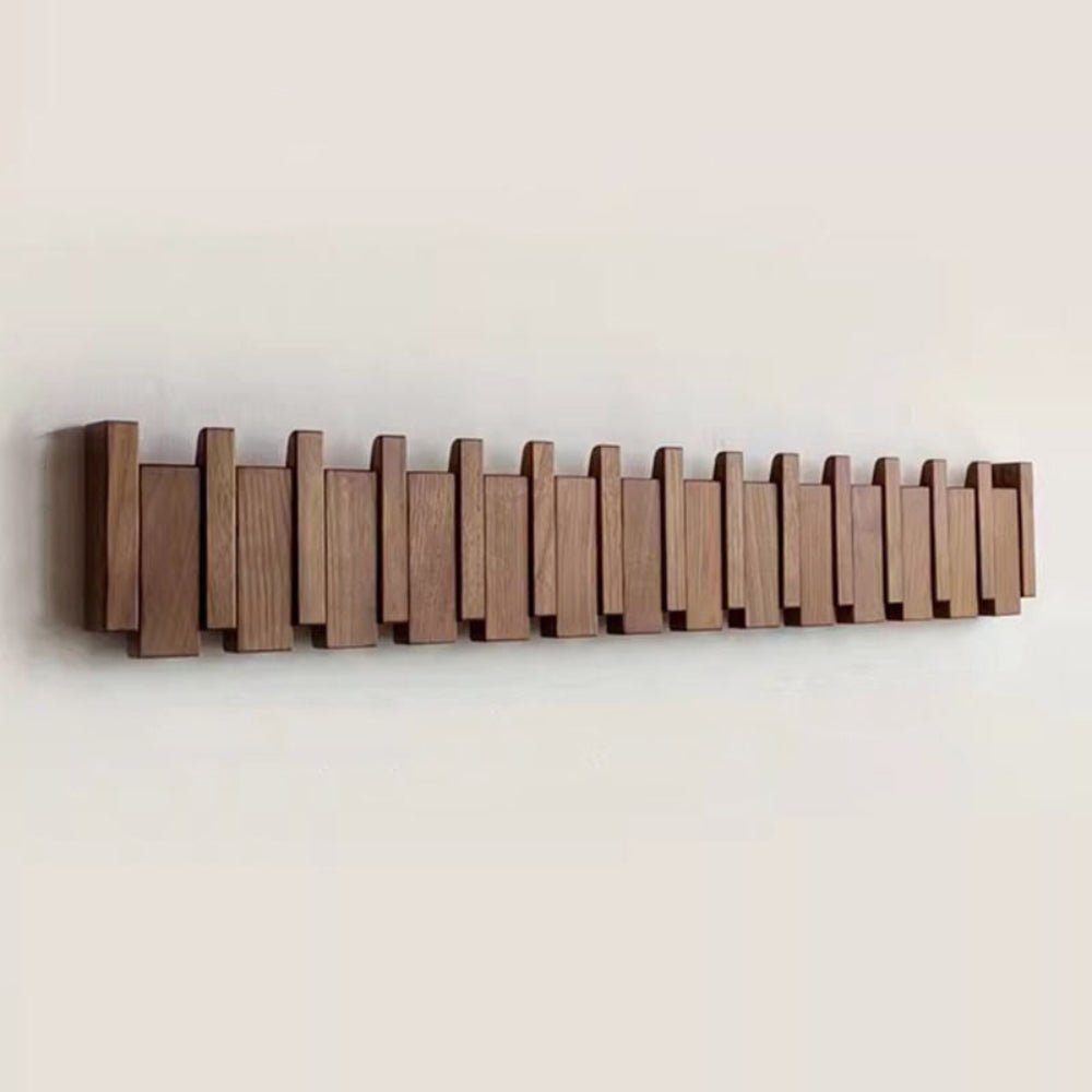 Wall Mounted Coat Rack with Folding Hooks – Space-Saving Piano Style Organizer for Entryway and Hallway 0