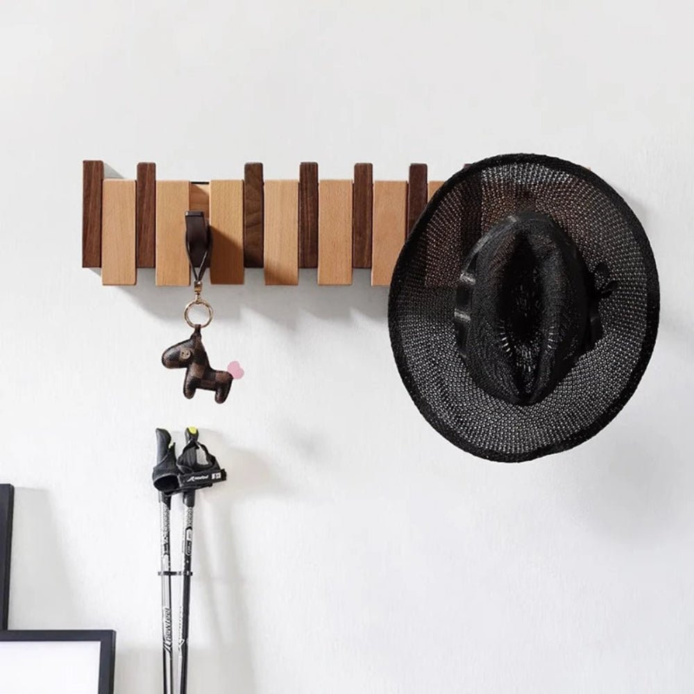 Wall Mounted Coat Rack with Folding Hooks – Space-Saving Piano Style Organizer for Entryway and Hallway 3