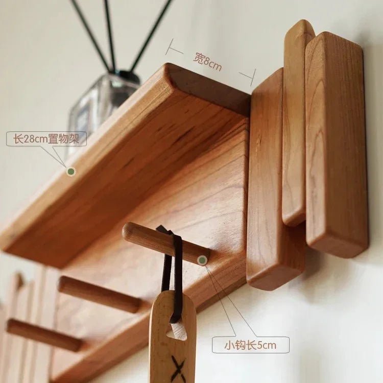 Wall-mounted coat rack featuring a unique piano key design, crafted from solid wood for durability and style, perfect for space-saving organization in entryways or hall 5