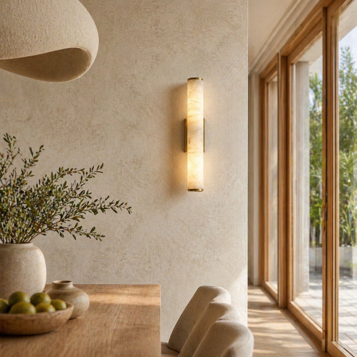 Wall sconce lighting featuring warm white LED, a resin marble effect, minimalist design, and stylish copper accents, perfect for modern home decor. 0