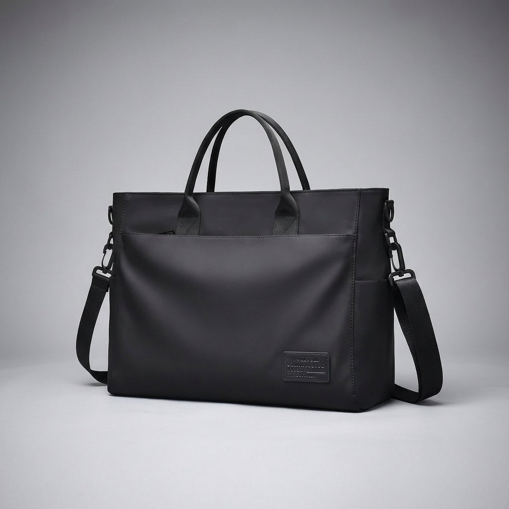 Water-repellent laptop bag featuring an adjustable strap, designed for casual business use with multiple compartments for organization. 1