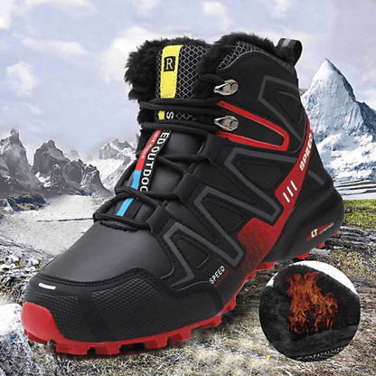 Waterproof insulated winter hiking boots in black, designed for warmth and comfort in outdoor activities. Ideal for cold weather hiking and outdoor adventures. 5