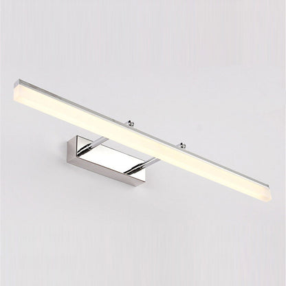 Waterproof LED wall lamp designed for bathroom mirror lighting, featuring a modern stainless steel design and providing bright natural light. 8