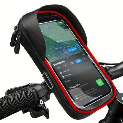 Waterproof motorcycle phone mount featuring 360° rotation, designed for 4.5-6.4 inch phones, made from durable TPU material for 0
